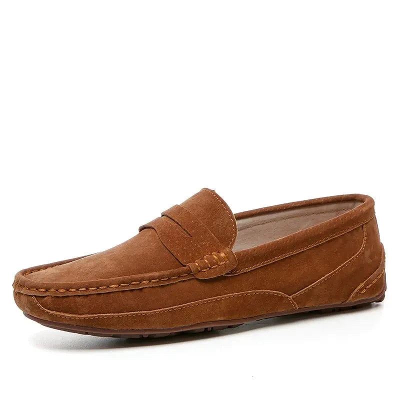 Mocassins En Cuir Véritable Pour Hommes Chaussures Décontractées Marque De Luxe - Marron Foncé