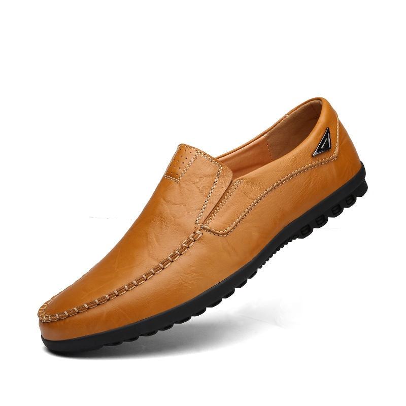 Mocassins Italiens En Cuir Véritable Pour Hommes Chaussures De Luxe Décontractées Respirants Bateau À Enfiler - Noir