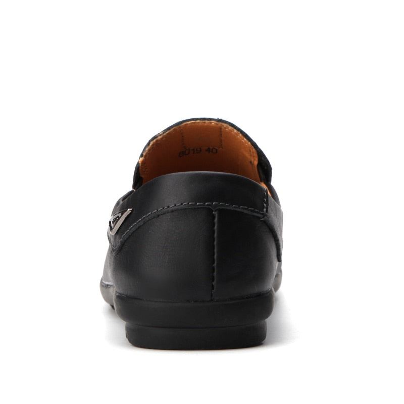 Mocassins Italiens En Cuir Véritable Pour Hommes Chaussures De Luxe Décontractées Respirants Bateau À Enfiler - Noir