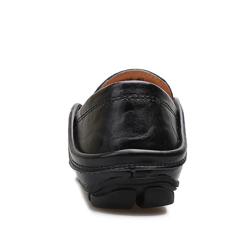 Mocassins Plats En Cuir Et Fourrure Chaude Pour Hommes Chaussures Décontractées Automne Et Hiver - Noir