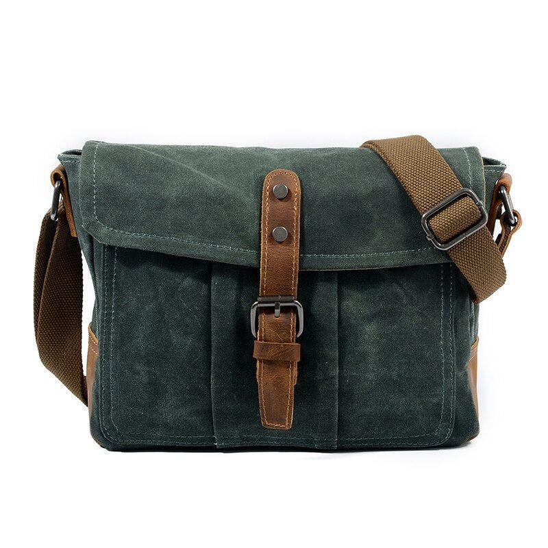 Hommes Sacs À Bandoulière Mâle Haute Qualité Vintage Sac À Décontracté Solide Sac De Messager Cartables Imperméables - Gris Vert