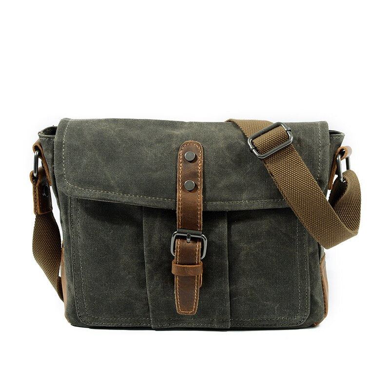 Hommes Sacs À Bandoulière Mâle Haute Qualité Vintage Sac À Décontracté Solide Sac De Messager Cartables Imperméables - Gris Vert