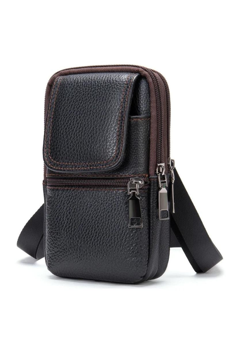 Mini Sac De Taille En Cuir Véritable Pour Hommes