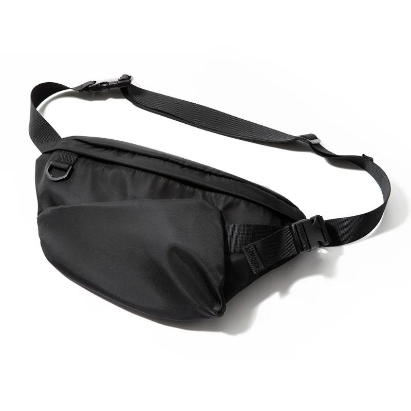 Oxford – Sac À Bandoulière Plat Étanche Pour Hommes Sac De Taille De Sport Avec Fermeture Éclair Au Dos L'extérieur - Noir