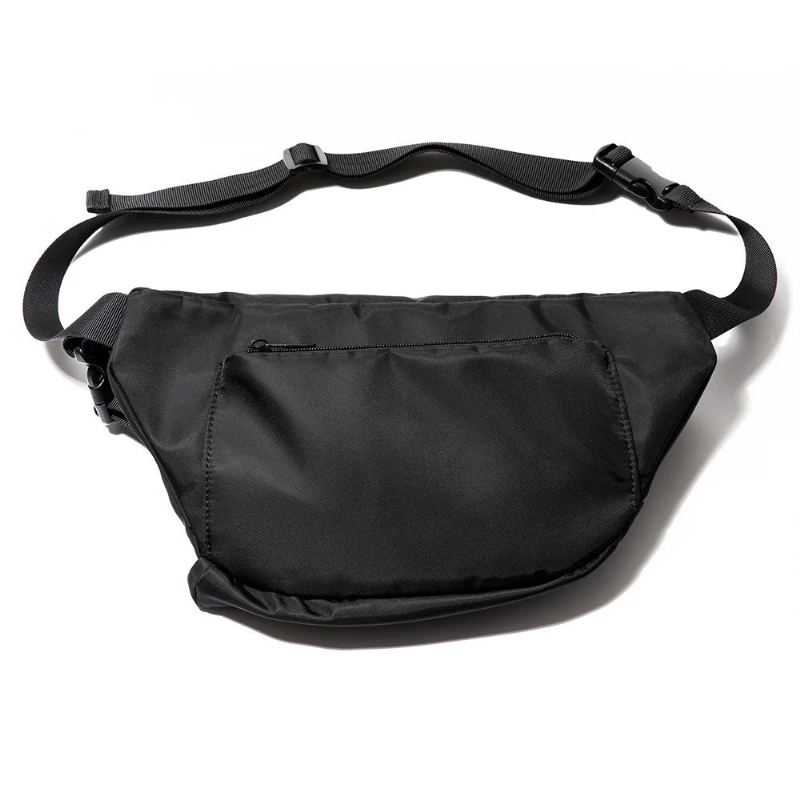 Oxford – Sac À Bandoulière Plat Étanche Pour Hommes Sac De Taille De Sport Avec Fermeture Éclair Au Dos L'extérieur - Noir