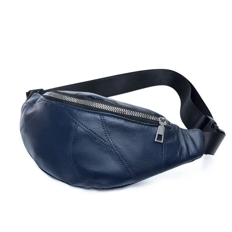 Pochette En Cuir Pour Femme Sac Fanny Sac Packs Sac De Taille Sac De Poitrine - Bleu