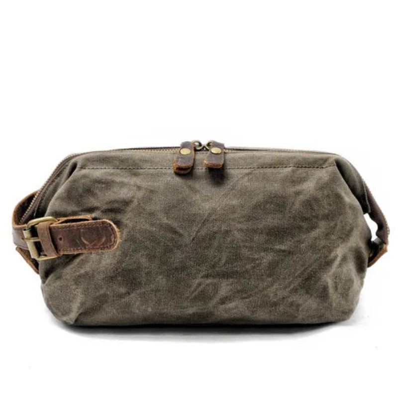 Pochette De Voyage En Toile Sac À Main Pour Hommes Sac De Lavage Étanche Sac À Petit Sac De Poignet - Gris Foncé