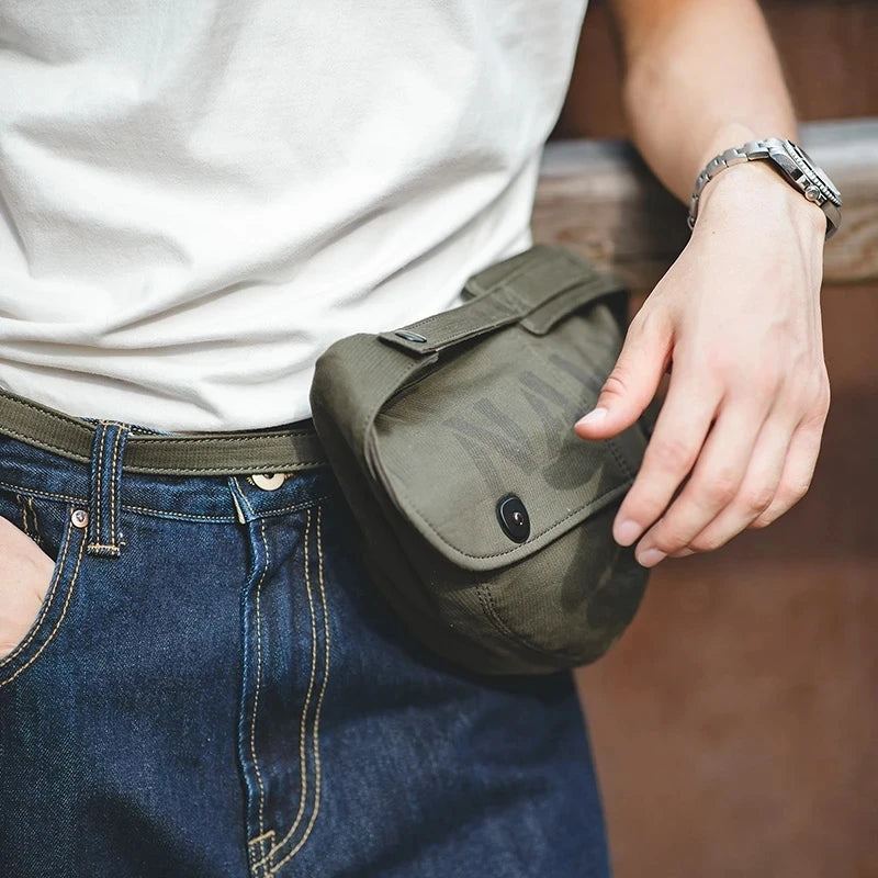 Rétro Deck Hommes Sacs Militaire Toile Messager Bandoulière Poitrine Taille Sac Chapeaux Épaule Ceinture Sac - Vert