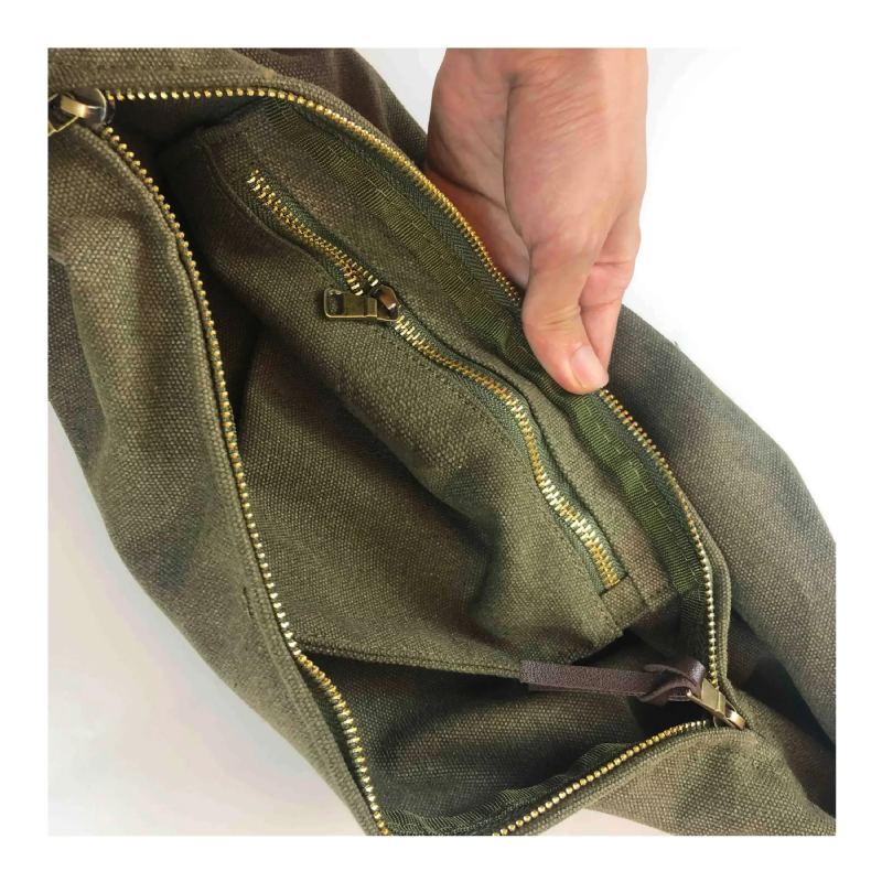 Sac Army Green Sun Tide Toile Single Diagonal Span Cuir - Armée Verte