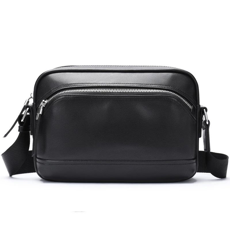 Sac À Bandoulière En Cuir Pour Hommes Couche Supérieure Sacs À Main Et À De Personnalité - Noir