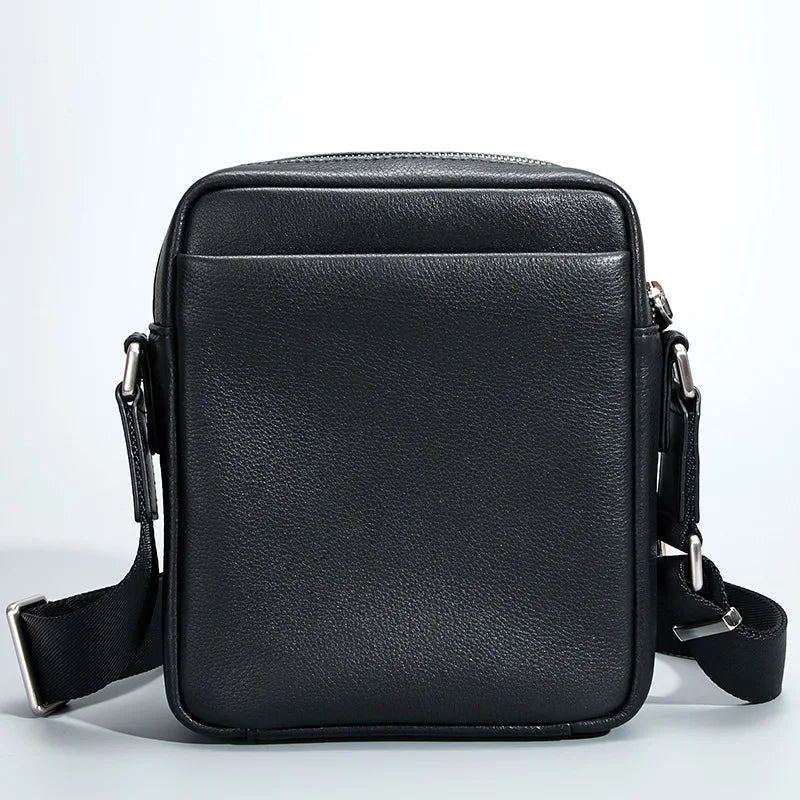 Sac À Bandoulière En Cuir Véritable Pour Hommes - Noir