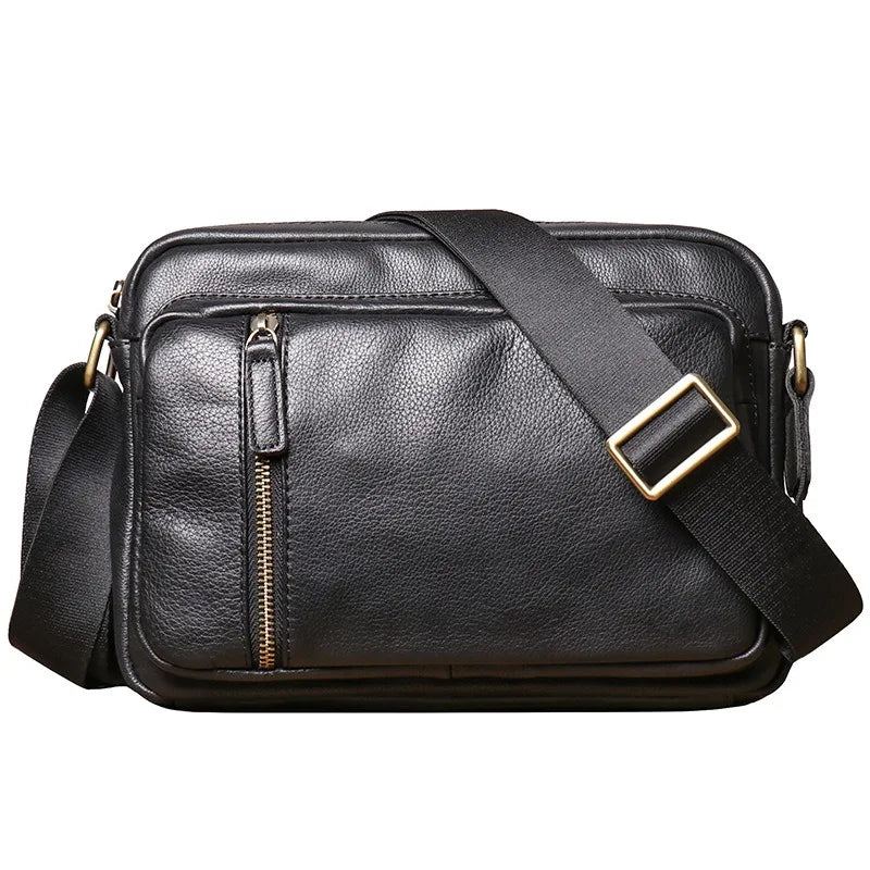 Sac À Bandoulière En Cuir Véritable Pour Hommes Et Femmes Sac À De Grande Capacité Sac Ipad - Noir