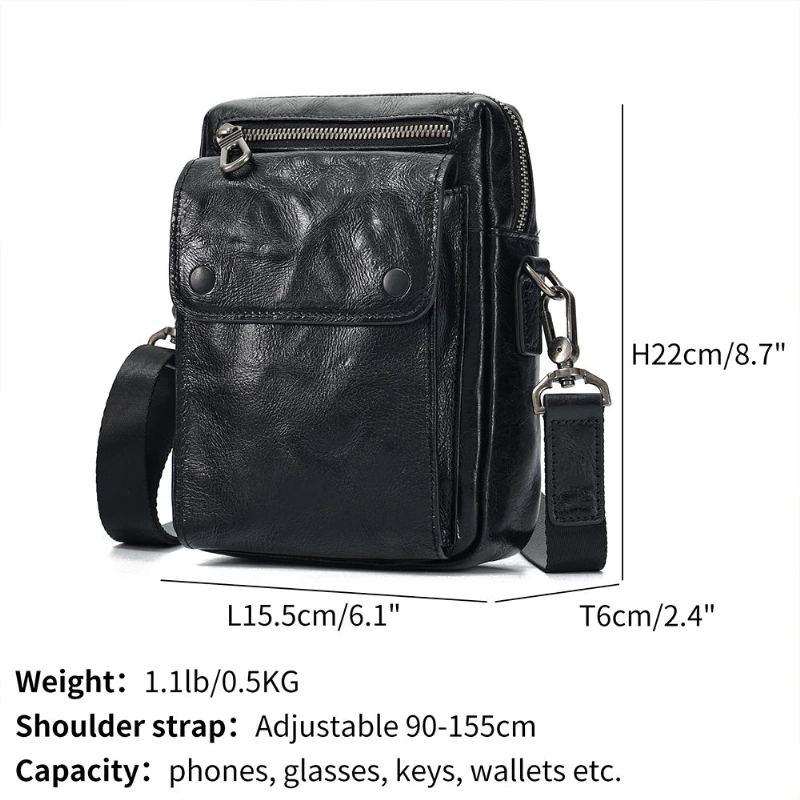 Sac À Bandoulière En Cuir Véritable Pour Hommes Sac À Main Sac À Sac À Voyage D'affaires - Noir