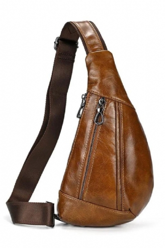 Sac À Bandoulière En Cuir Véritable Pour Hommes Sac De Poitrine D'été Sacs À De Voyage À D'équitation