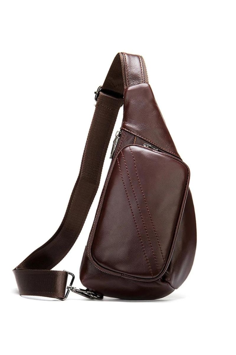 Sac À Bandoulière En Cuir Véritable Pour Hommes Sacoche Petits Sacs À