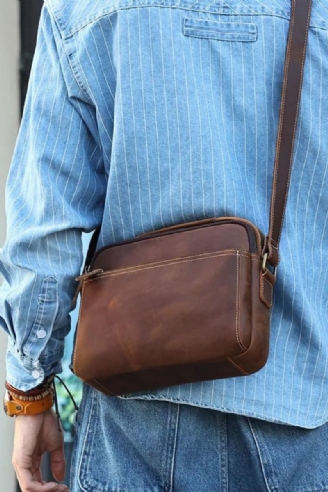 Sac À Bandoulière En Cuir Véritable Pour Hommes Sacoche Vintage Mini Sac À