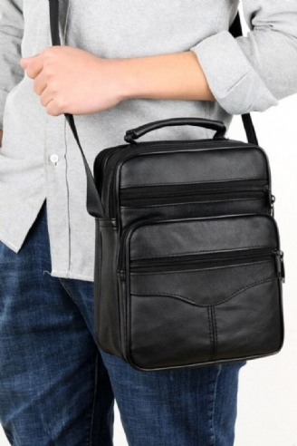 Sac À Bandoulière Noir En Cuir Pour Hommes D'affaires Sac À Main De Luxe Étanche Multifonctionnel Grande Capacité Sacs À