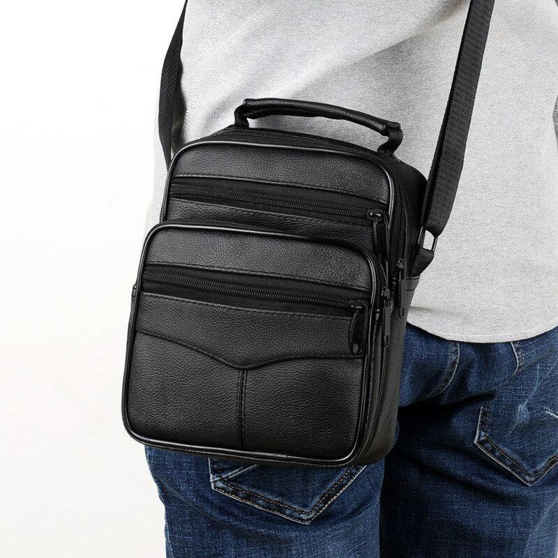 Sac À Bandoulière Noir En Cuir Pour Hommes D'affaires Sac À Main De Luxe Étanche Multifonctionnel Grande Capacité Sacs À - Style A