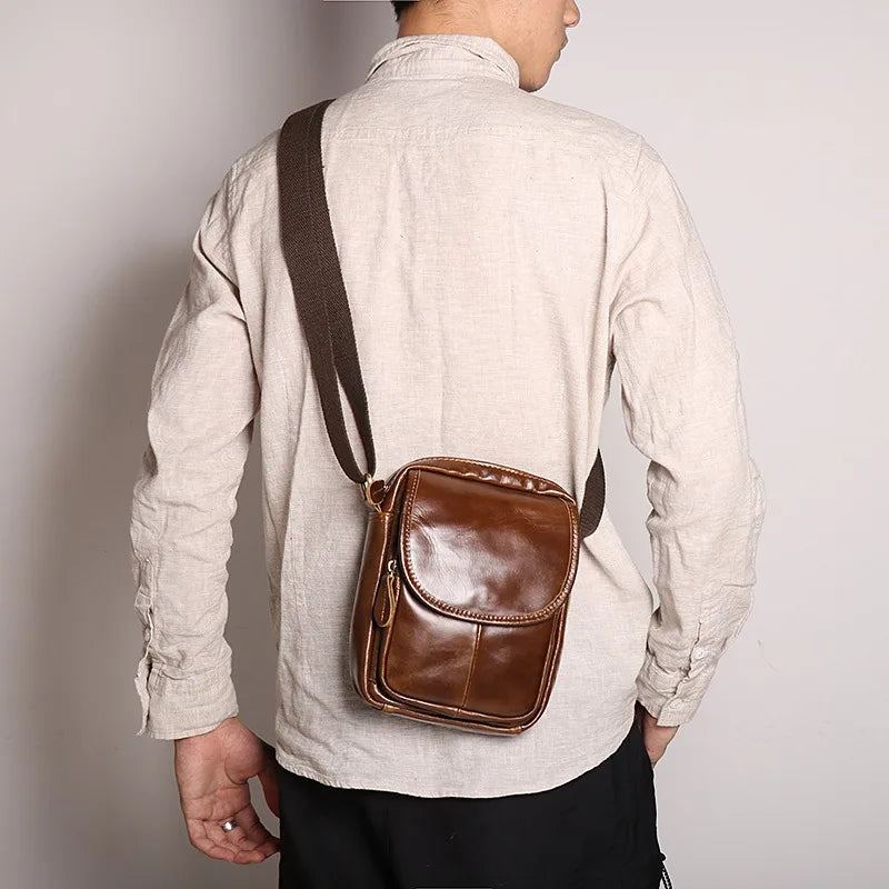 Sac À Bandoulière Simple En Cuir Pour Hommes Sac À - Noir