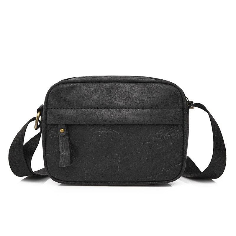 Sac À Bandoulière Vintage Unisexe Pour Hommes Matériaux Respectueux De L'environnement Sac À Main Multifonction À Épaule Unique - Noir