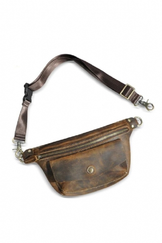 Sac De Ceinture Banane Rétro De Voyage En Cuir Sac De Poitrine Pour Hommes