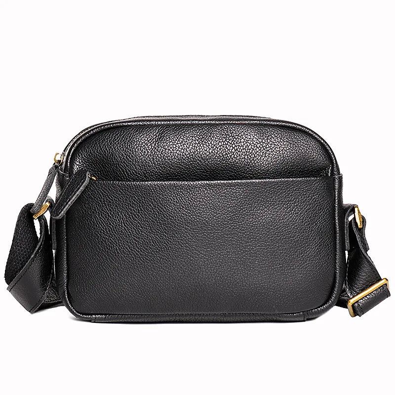 Sac Pour Hommes En Cuir Petit Sac À Bandoulière Littéraire Diagonale Croix Sac Carré - Noir