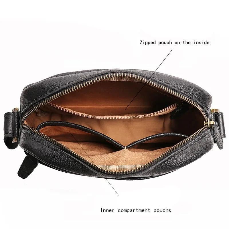 Sac Pour Hommes En Cuir Petit Sac À Bandoulière Littéraire Diagonale Croix Sac Carré - Noir