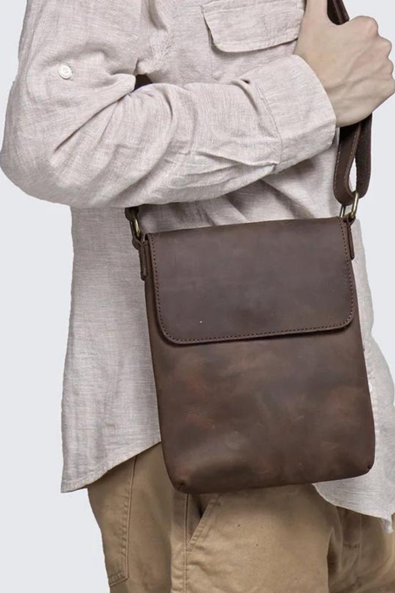 Sac Messager En Cuir Véritable Pour Hommes Sac À Bandoulière En Petit Sac À Main De Voyage Sac À