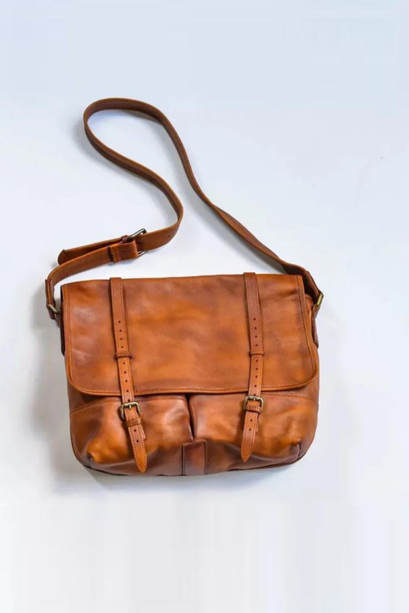 Sac Messager Vintage En Cuir Véritable Pour Hommes Sac À Bandoulière De Luxe Travail En Plein Air