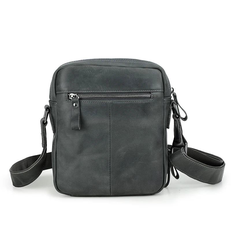 Sac Messager Vintage Pour Hommes Sacs À Bandoulière En Cuir Véritable Design Sac Masculin - Gris