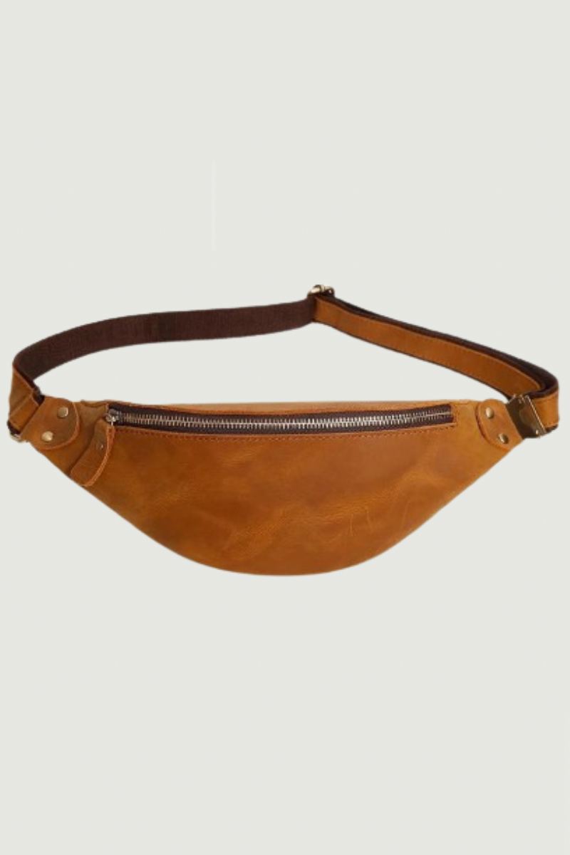 Sac De Poitrine En Cuir Pour Hommes Sac À Bandoulière Pochette Petit Sac De Ceinture