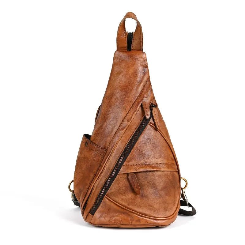 Sac De Poitrine En Cuir Retro Horse Crossbody Tote Sac À Bandoulière Sac À - Brun