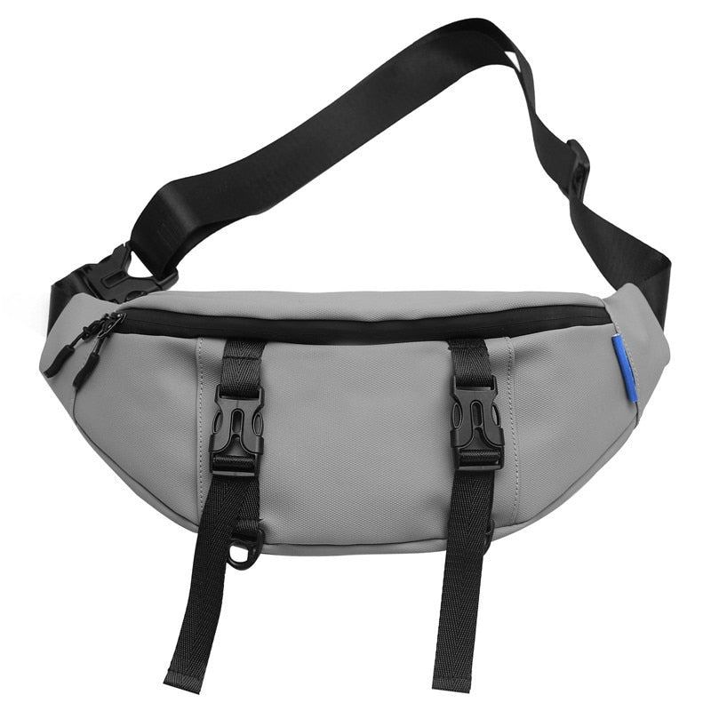 Sac De Poitrine Pour Sports De Plein Air Hommes Sacs À Bandoulière Solides Et Imperméables De Grande Capacité - Noir