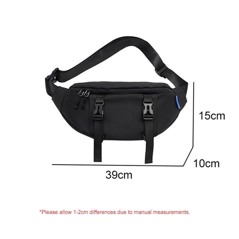 Sac De Poitrine Pour Sports De Plein Air Hommes Sacs À Bandoulière Solides Et Imperméables De Grande Capacité - Noir