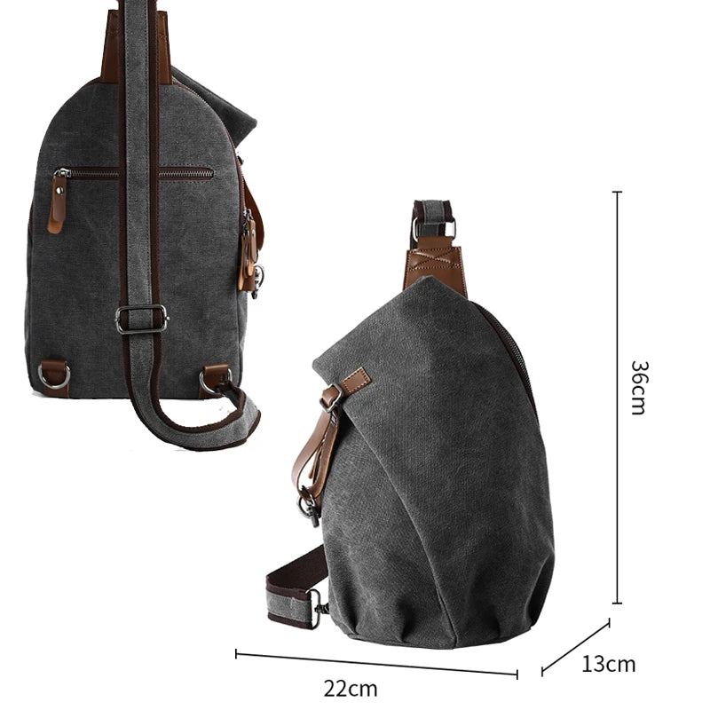 Sac De Poitrine En Toile Pour Hommes Sac À Bandoulière Avec Fermeture Éclair Sac De Loisirs Durable - Gris