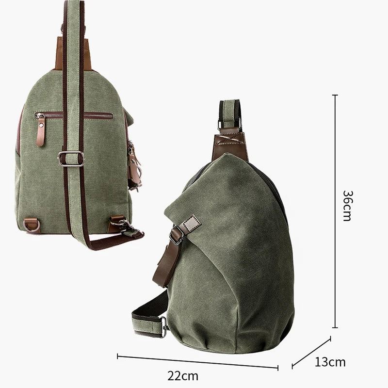 Sac De Poitrine En Toile Pour Hommes Sac À Bandoulière Avec Fermeture Éclair Sac De Loisirs Durable - Gris