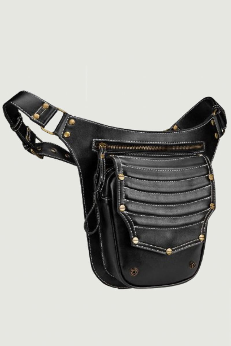 Sac Punk Rétro Pour Femmes Sac D'extérieur Tendance Sacoche À Bandoulière Hommes Sac Banane Sac De Jambe Pochette Sac De Taille