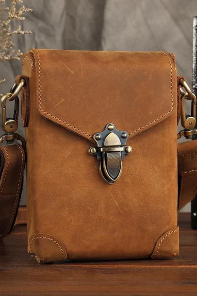 Sac De Taille En Cuir Véritable Pour Hommes Petit Sac À Bandoulière Sac À En