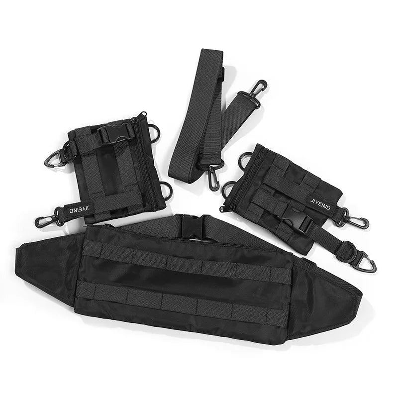 Sac De Taille Fonctionnel Tactique Pour Hommes Et Femmes Sac De Ceinture Détachable Fonction Extérieure Sacs À Bandoulière Étanches Téléphone Portable - Noir