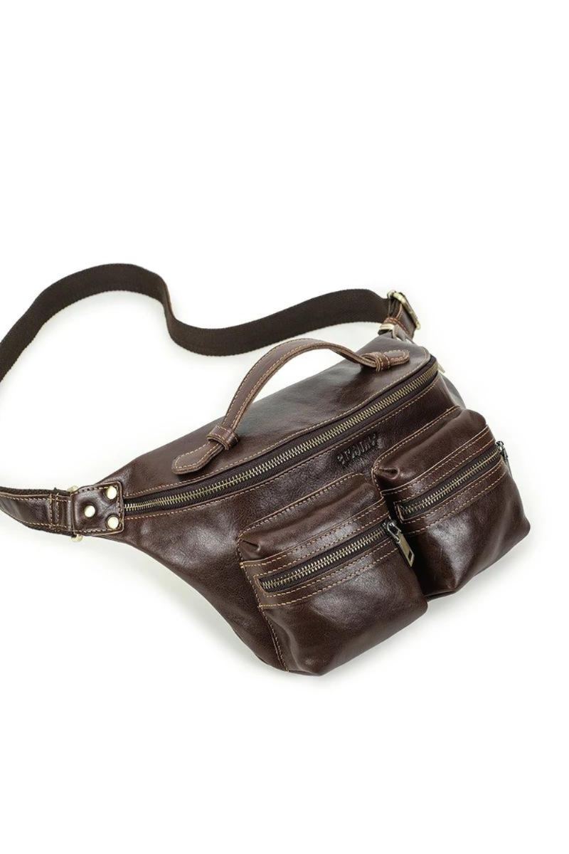 Sac De Taille Pour Hommes Sac De Voyage En Cuir Véritable Sac De Ceinture Sacs De Poitrine À Bandoulière Sac À Main