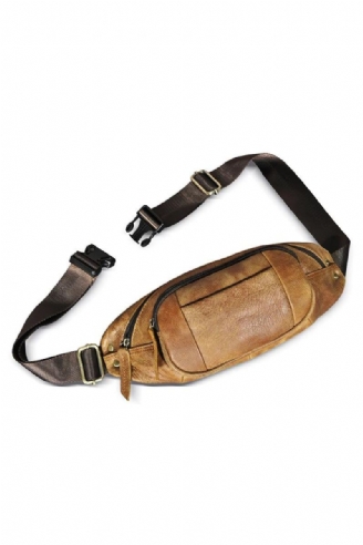 Sac De Voyage En Cuir Rétro Fanny Taille Ceinture Sac Poitrine Sac À Bandoulière Étui Pour Hommes