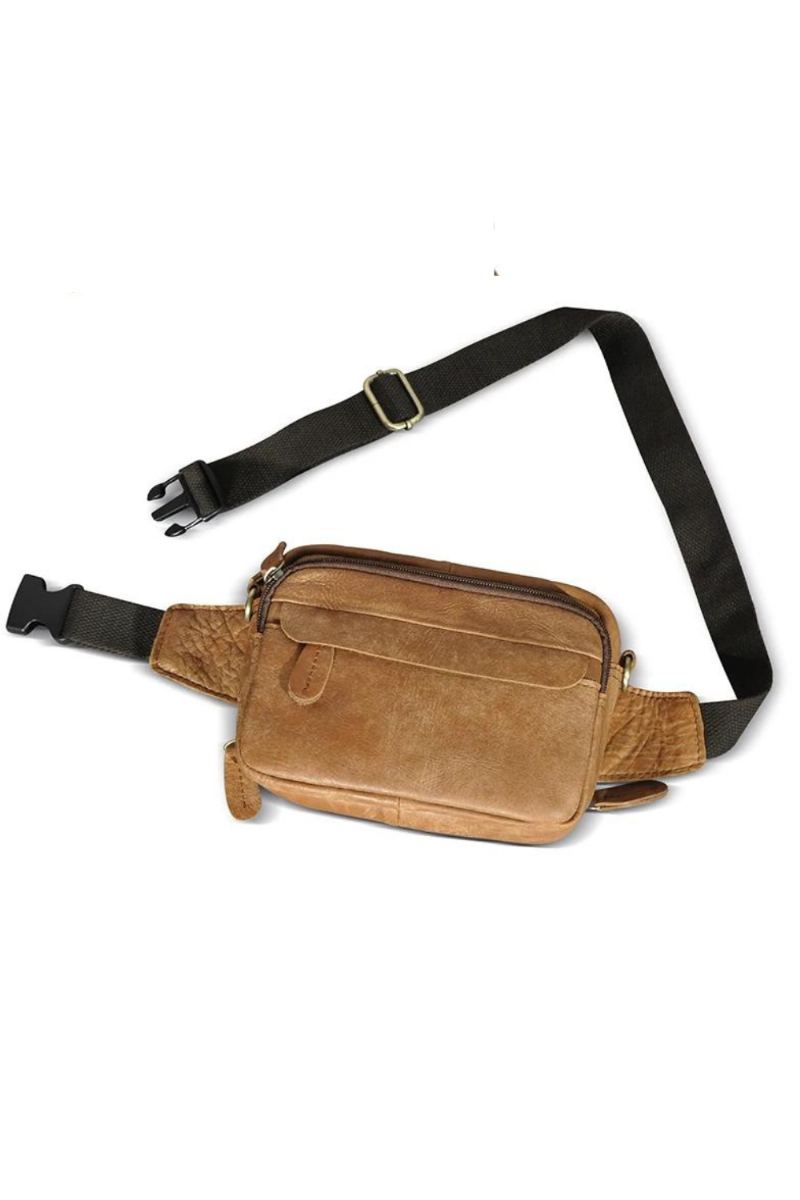 Sac De Voyage En Cuir Rétro Fanny Taille Ceinture Sac Poitrine Pack Sac À Bandoulière Design Pour Hommes