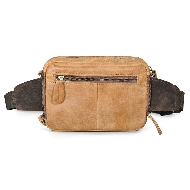 Sac De Voyage En Cuir Rétro Fanny Taille Ceinture Sac Poitrine Pack Sac À Bandoulière Design Pour Hommes - Marron