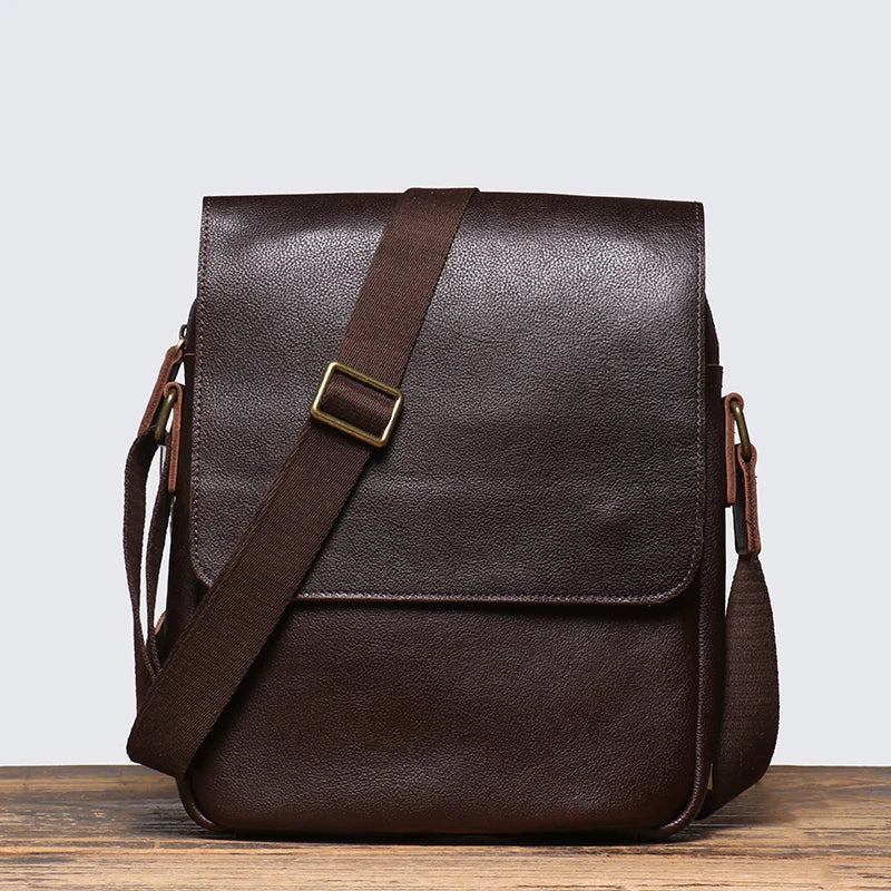 Sacs À Bandoulière En Cuir Pour Hommes Sac Cartable Vintage Sac À En Tanné Végétal - Café