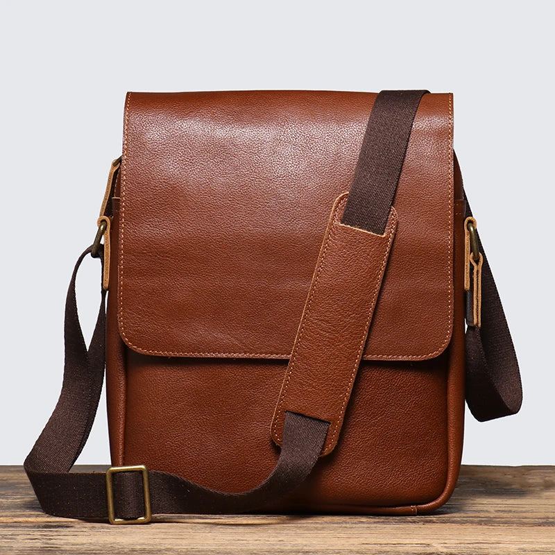 Sacs À Bandoulière En Cuir Pour Hommes Sac Cartable Vintage Sac À En Tanné Végétal - Café