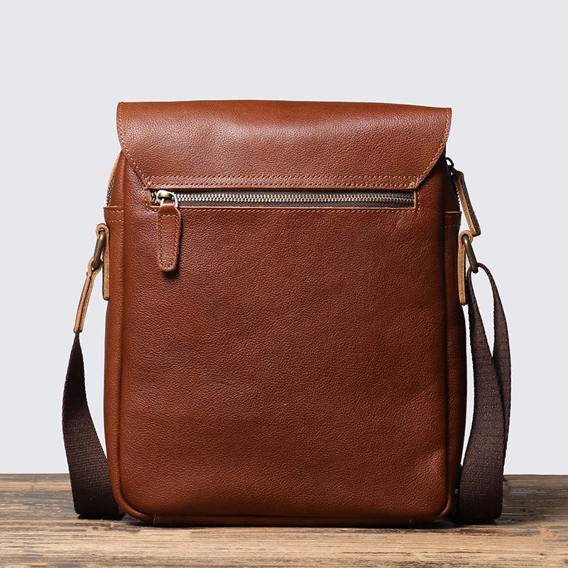 Sacs À Bandoulière En Cuir Pour Hommes Sac Cartable Vintage Sac À En Tanné Végétal - Café