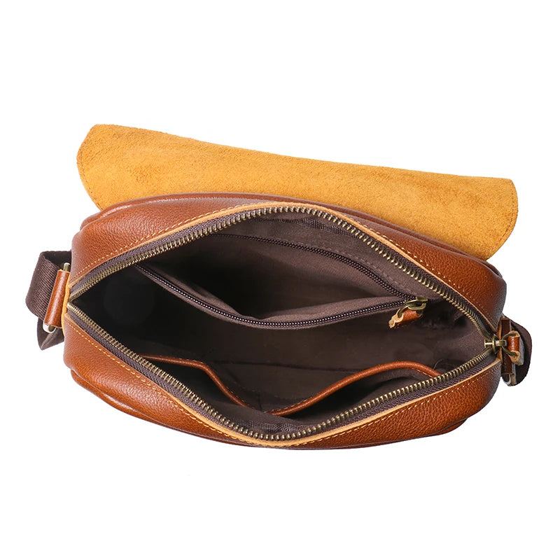 Sacs À Bandoulière En Cuir Pour Hommes Sac Cartable Vintage Sac À En Tanné Végétal - Café