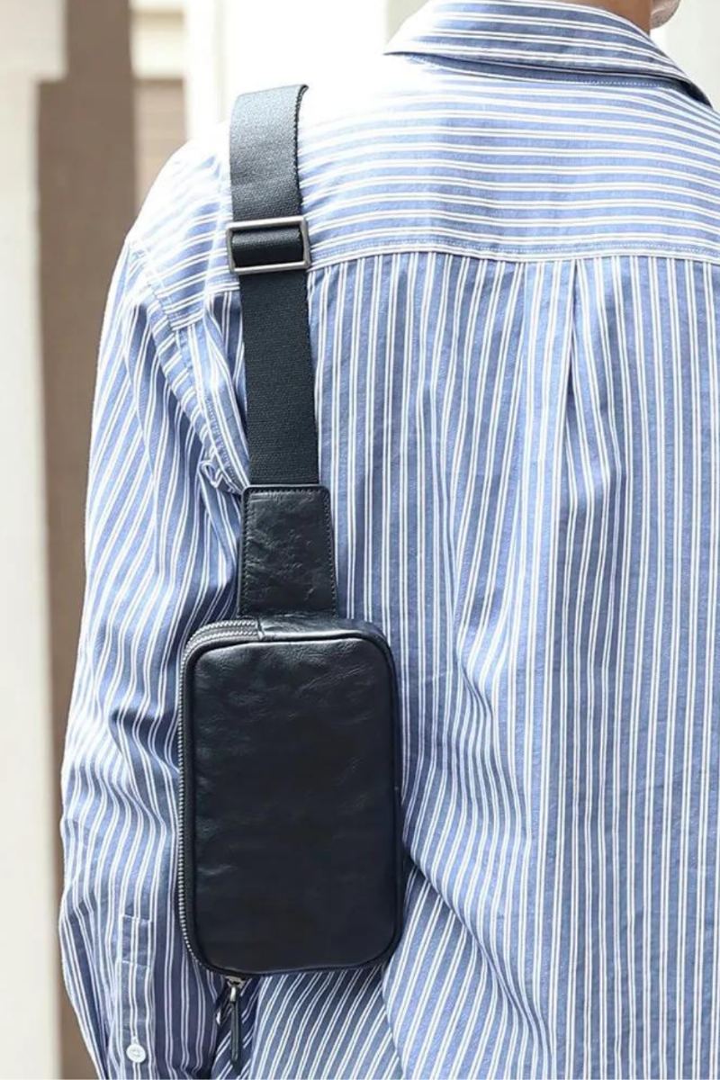 Sacs À Bandoulière En Cuir Véritable À Dos De Randonnée Sac De Poitrine Pour Femmes Et Hommes Sac À De Jour