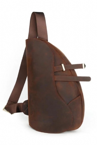 Sacs À Bandoulière En Cuir Véritable Pour Hommes De Poitrine Multifonctions De Vintage