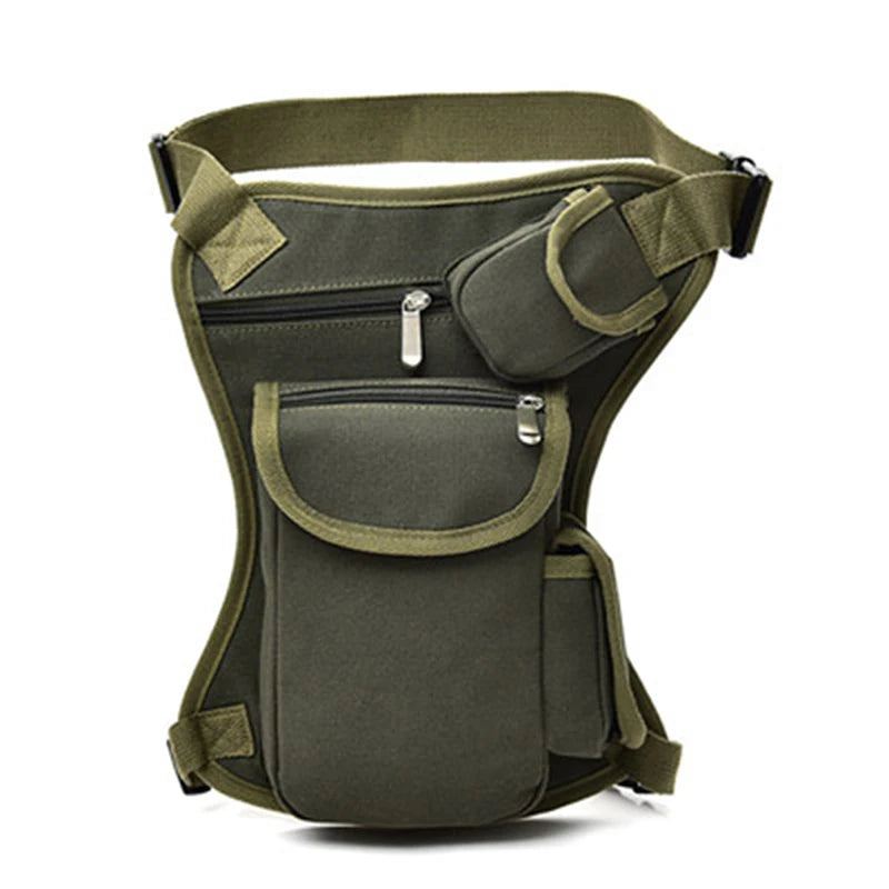 Sacs De Taille En Toile Pour Hommes Sac De Jambe Ceinture Vélo Et Moto D'argent Sac Banane Le Travail - Noir